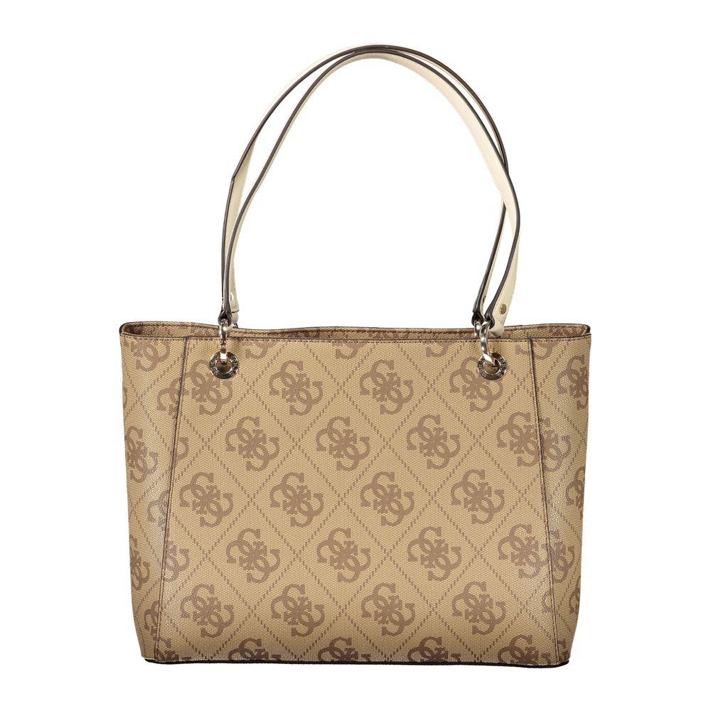 Beige Polyethylene Women Handbag