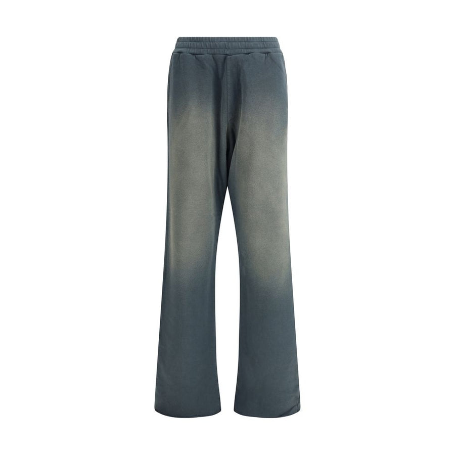 Blue Cotton Casual Pants