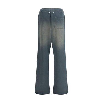 Blue Cotton Casual Pants