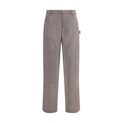Brown Fleece Wool Casual Pants
