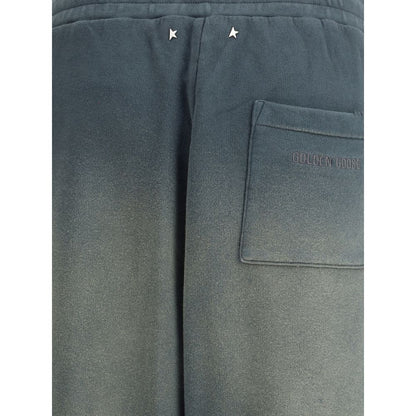 Blue Cotton Casual Pants