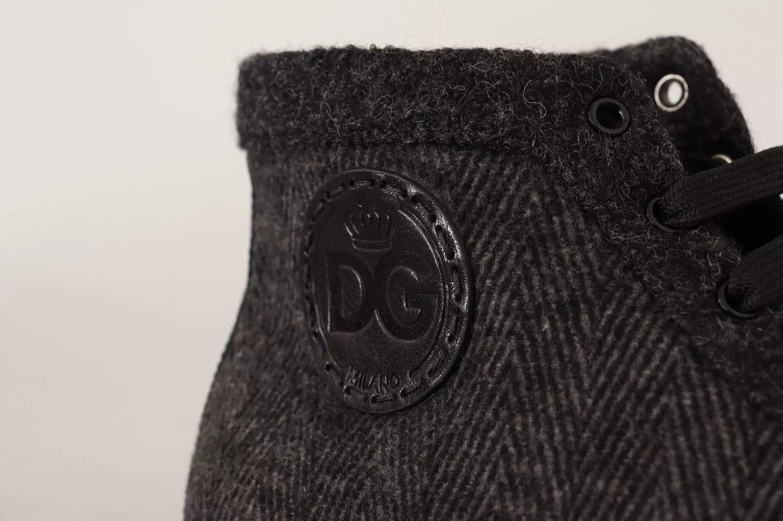 Gray Wool Cotton Casual High Top Sneakers