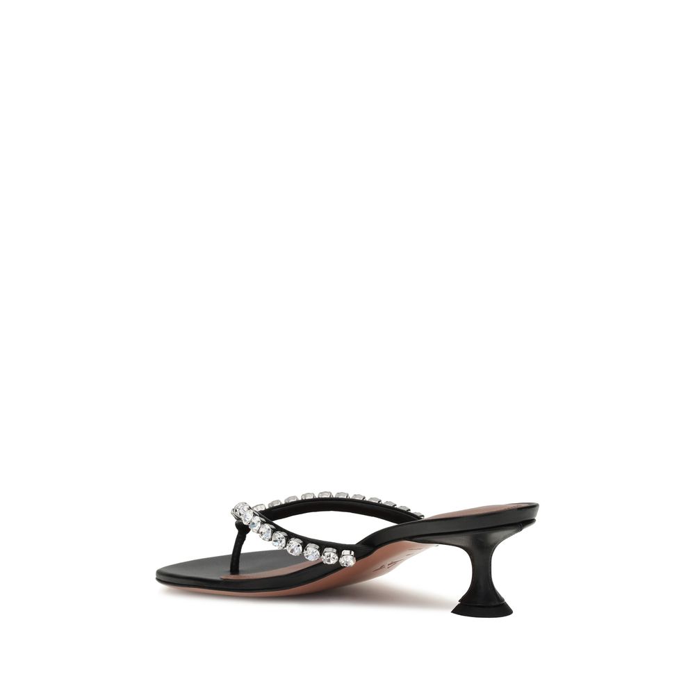 Black Calf Leather Bos Taurus Flip-Flop Sandals