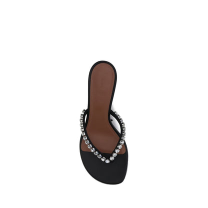 Black Calf Leather Bos Taurus Flip-Flop Sandals