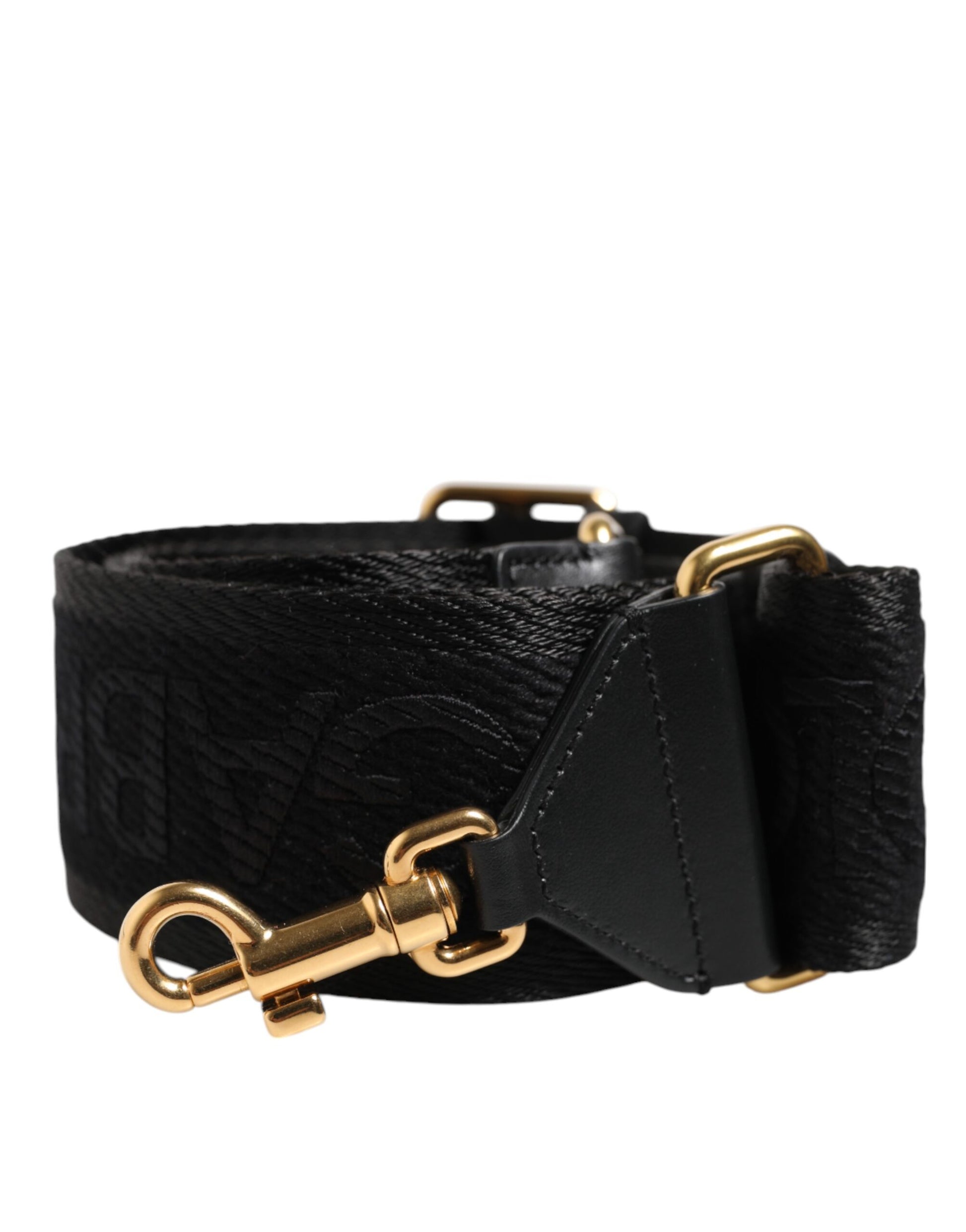 Black Solid Viscose Bag Shoulder Strap