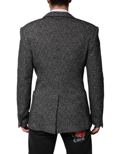 Black White Double Breasted Men Suit Blazer