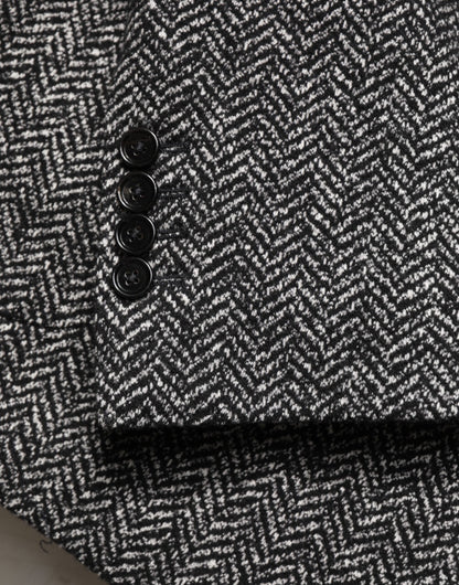 Black White Double Breasted Men Suit Blazer