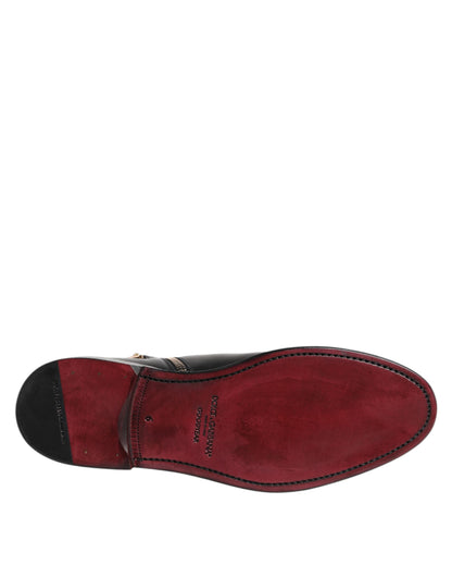 Black Chelsea Leather Mid Calf Boots Shoes