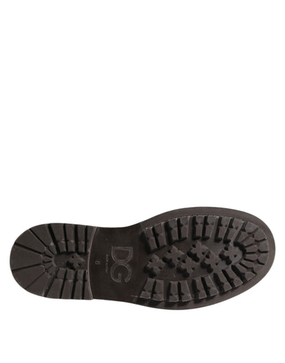 Brown Leather Distressed Brogue Lace Up Shoes