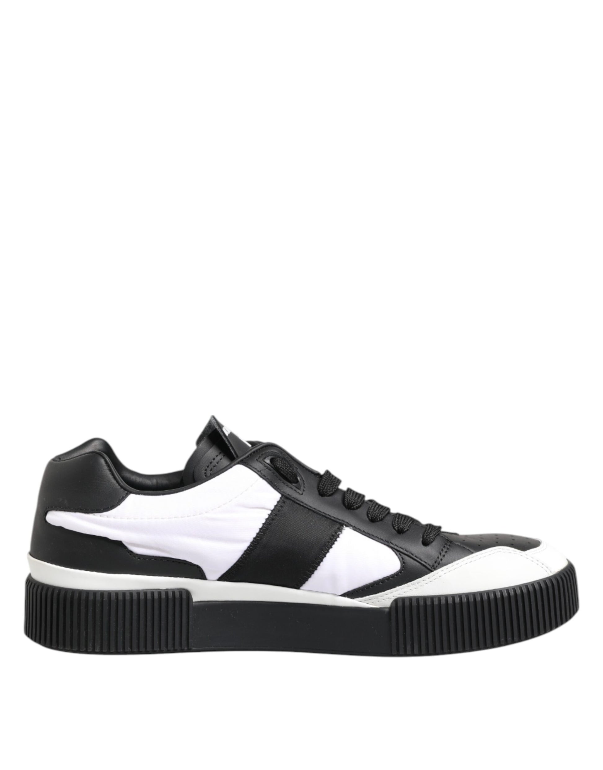 Black White Leather MIAMI Low Top Sneakers Shoes