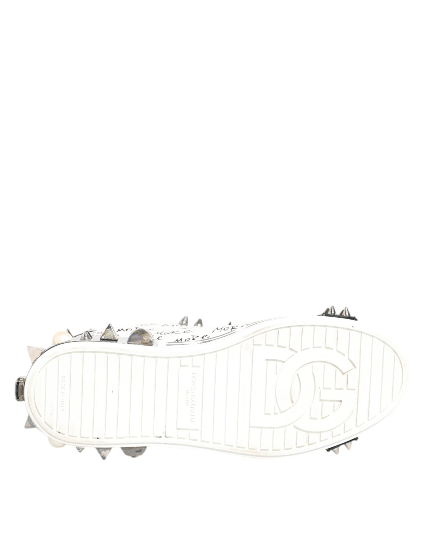 White Studded Printed Low Top Sneakers Shoes