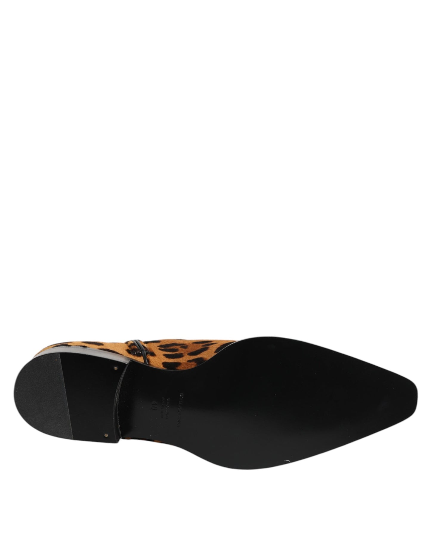 Brown Leopard Calf Fur Ankle Boots Shoes