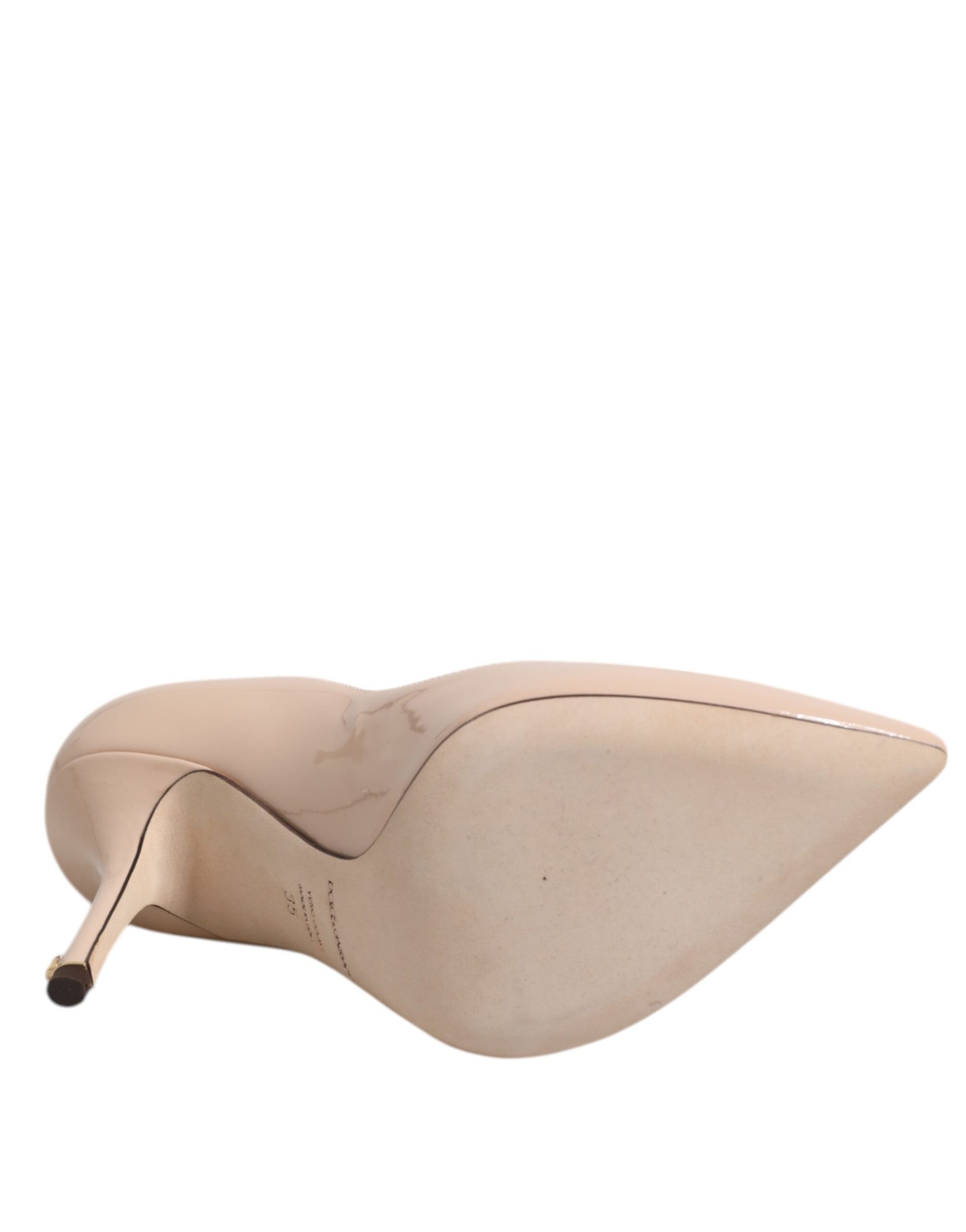 Beige Patent Leather Stiletto Heel Pumps Shoes