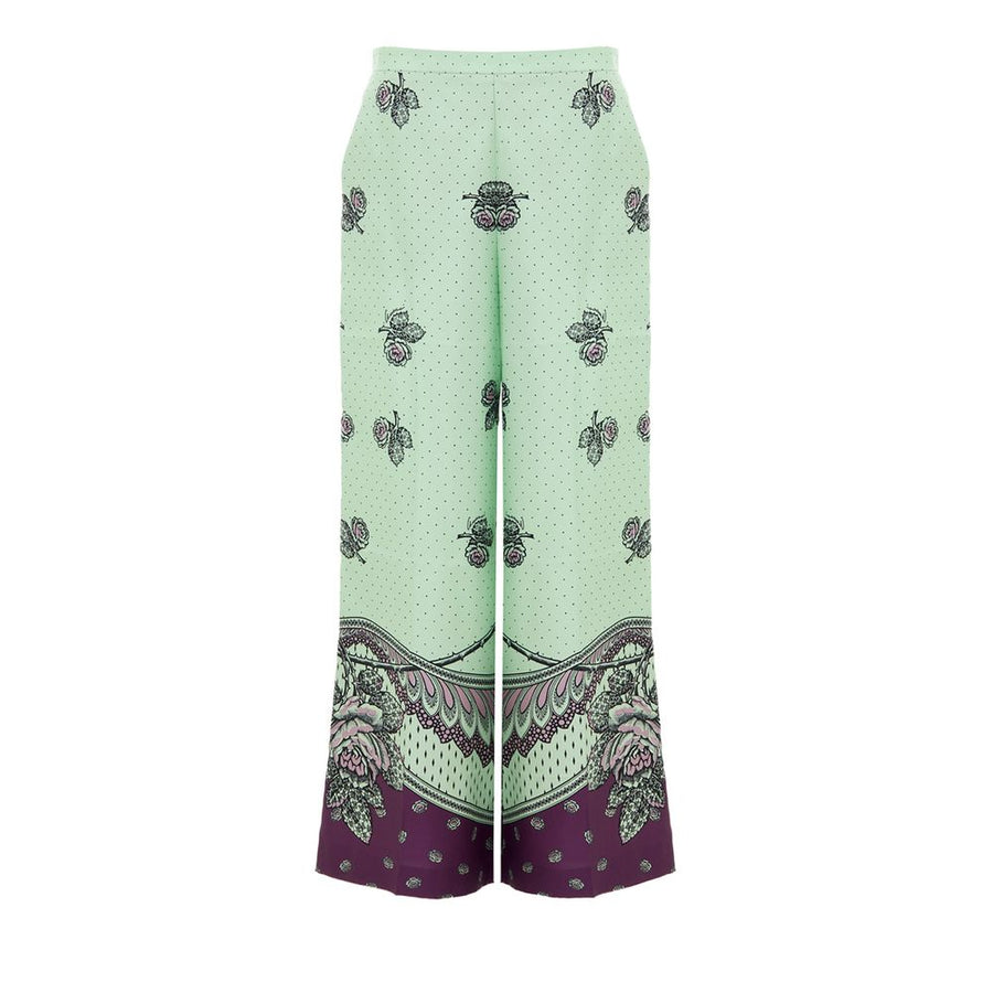 Green Silk Casual Pants
