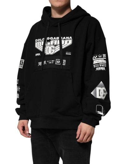 Black Cotton DG Milano Logo Print Hoodie Sweater