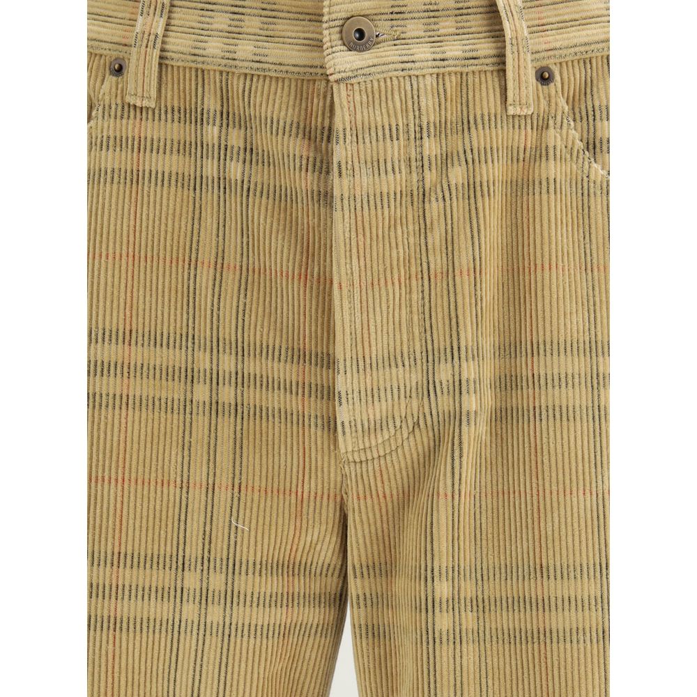 Brown Cotton Casual Pants