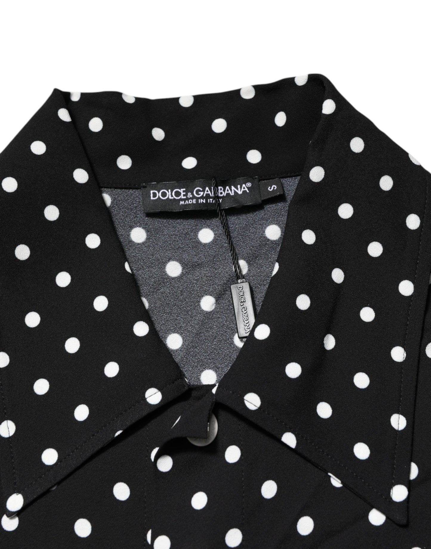 Black Polka Dot Short Sleeves Collared Polo T-shirt