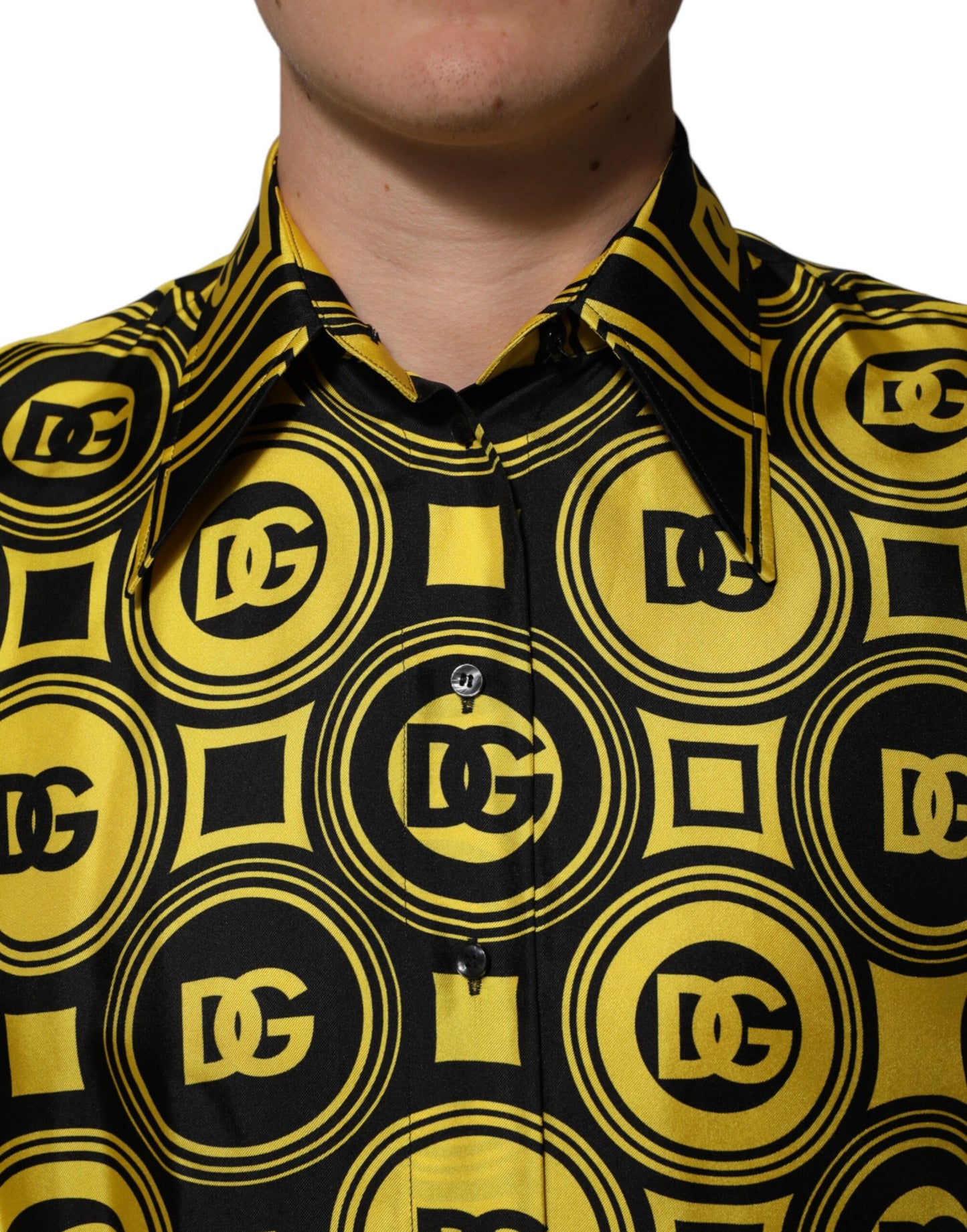 Yellow Silk Silver DG Logo Geometric T-shirt