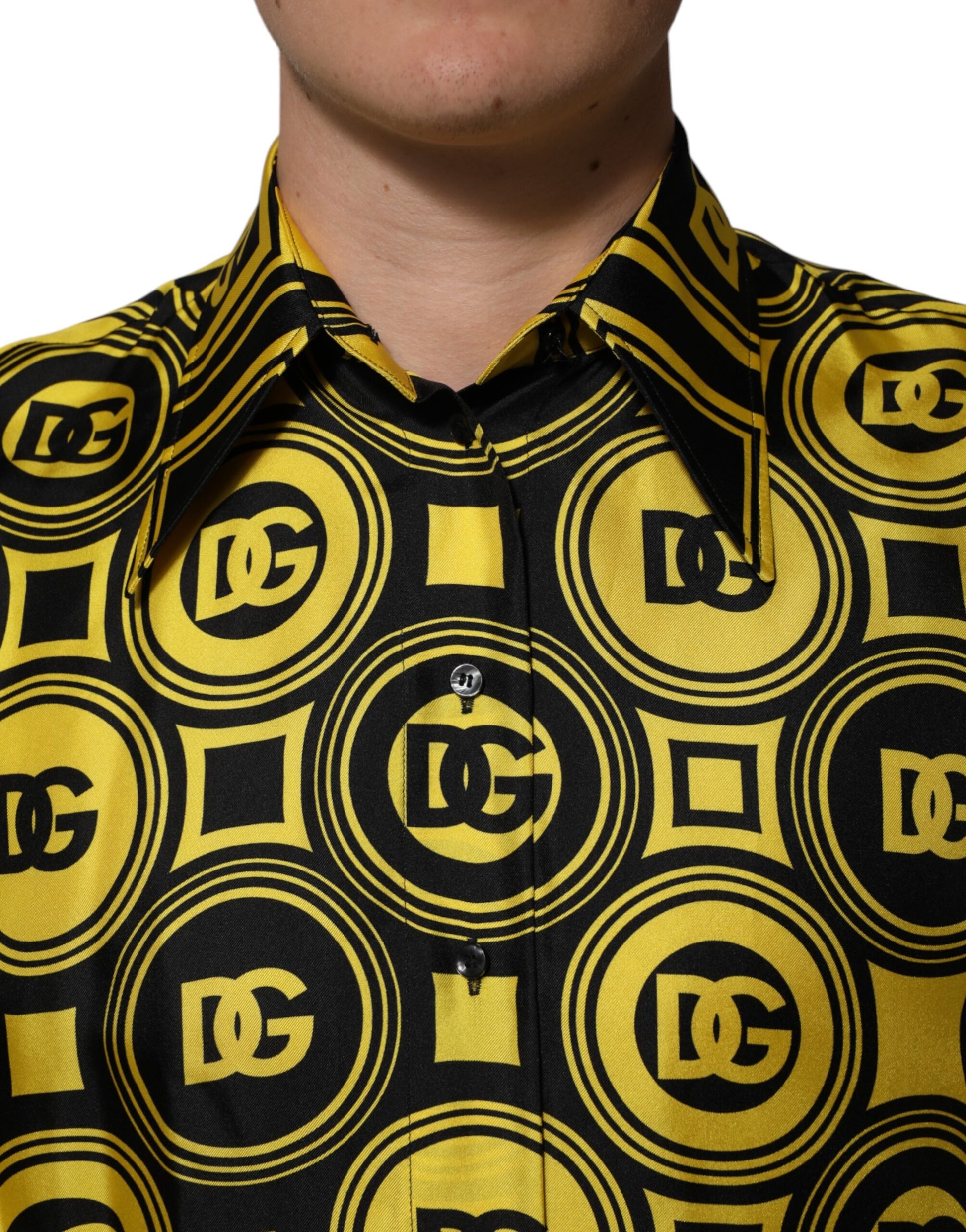 Yellow Silk Silver DG Logo Geometric T-shirt