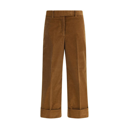 Brown Cotton Casual Pants