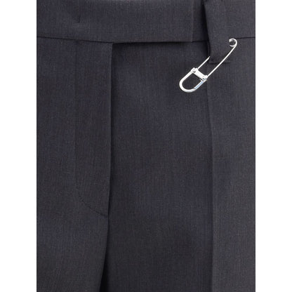 Gray Fleece Wool Dress Pants