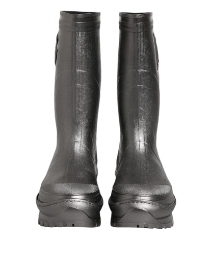 Black Argento Pull On Rain Boots Shoes
