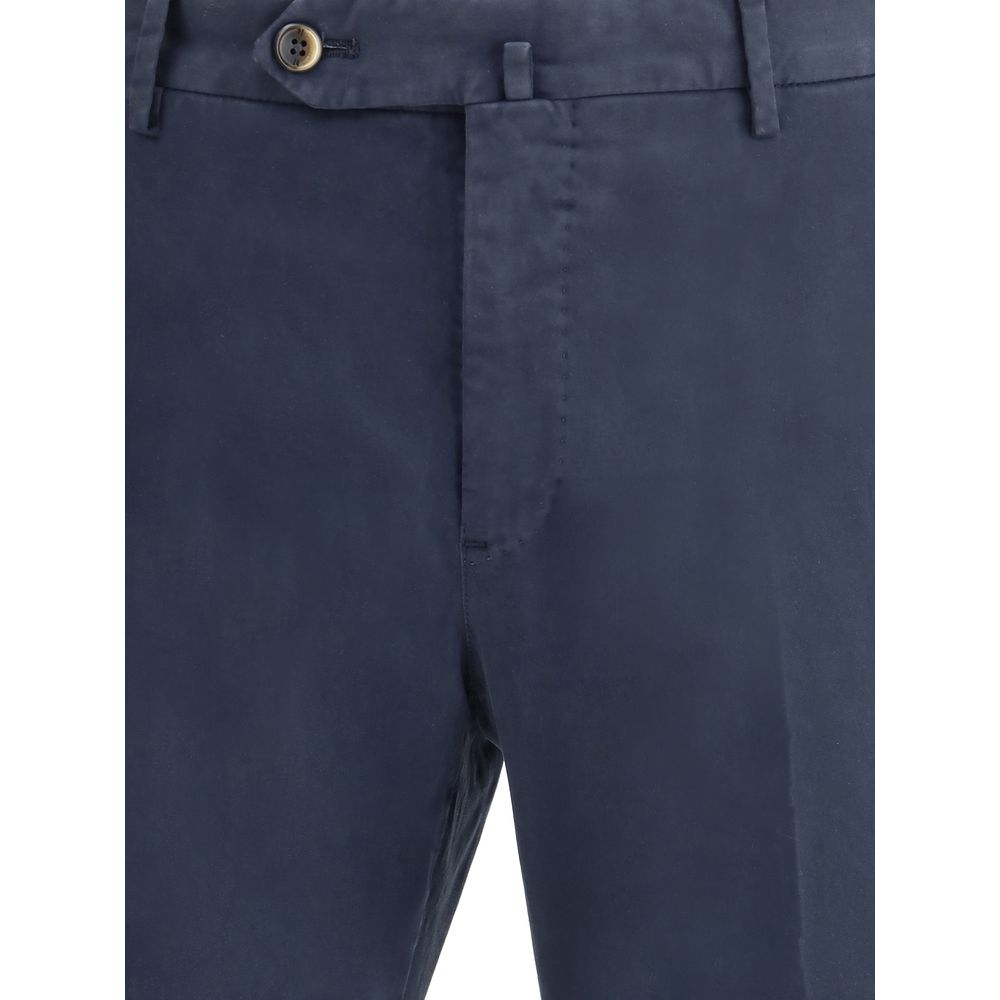 Blue Elastane Casual Pants