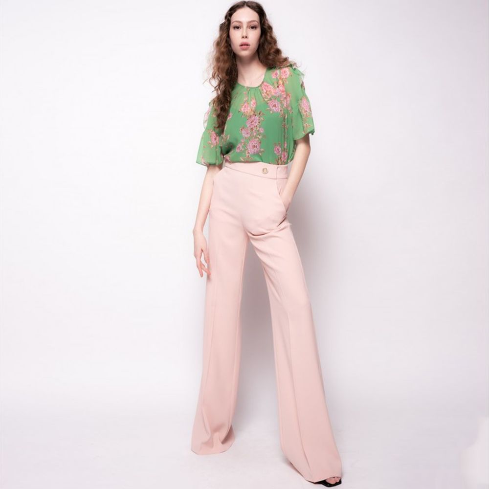 Pink Polyester Women's Trouser