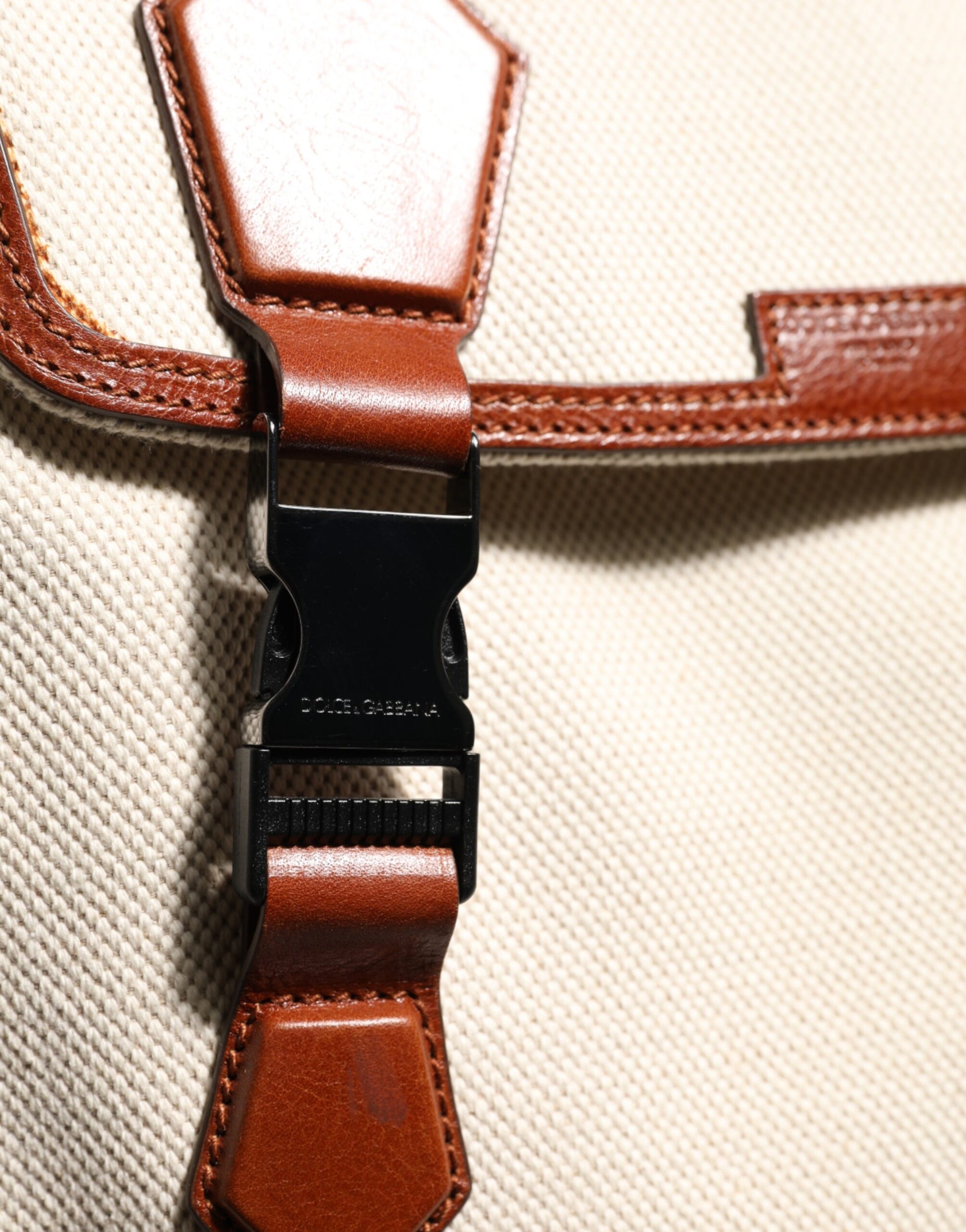 Beige Brown Canvas Leather EDGE Travel Men Back Pack Bag