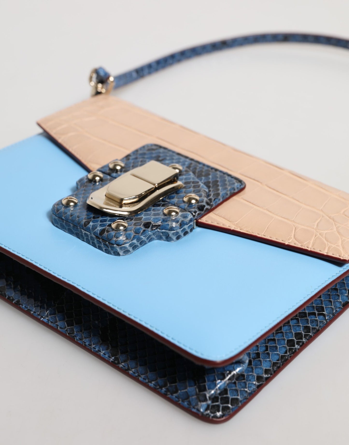 Blue Beige Exotic Leather LUCIA Crossbody Bag