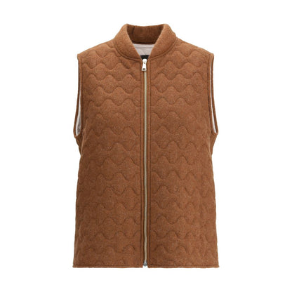 Brown Fleece Wool Sleveless Jacket