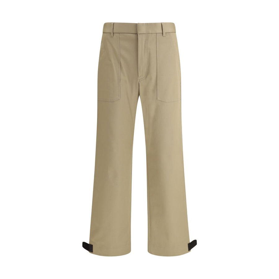 Beige Cotton Cargo Pants