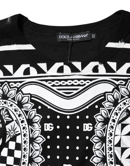 Black Bandana Print Cotton Crew Neck T-shirt