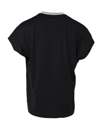 Dark Blue Venezia Crown Cotton Crew Neck T-shirt