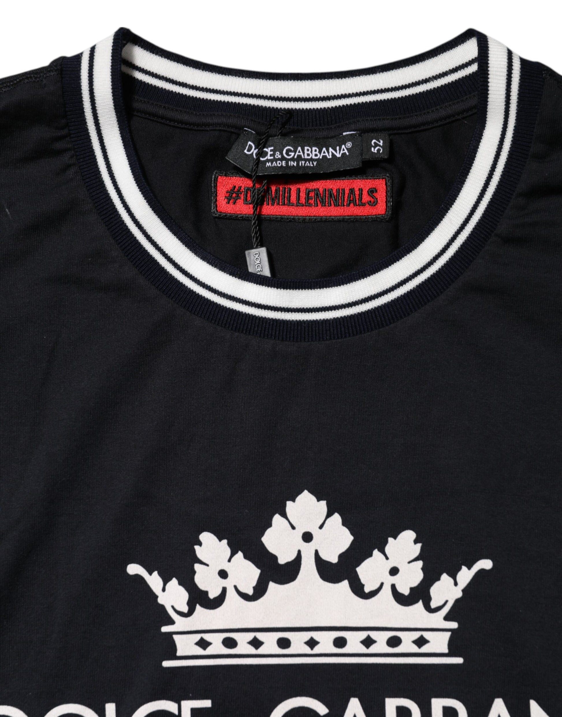 Dark Blue Venezia Crown Cotton Crew Neck T-shirt