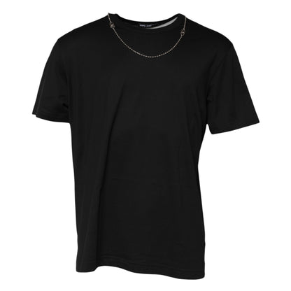 Black Chain Necklace Cotton Crewneck T-shirt