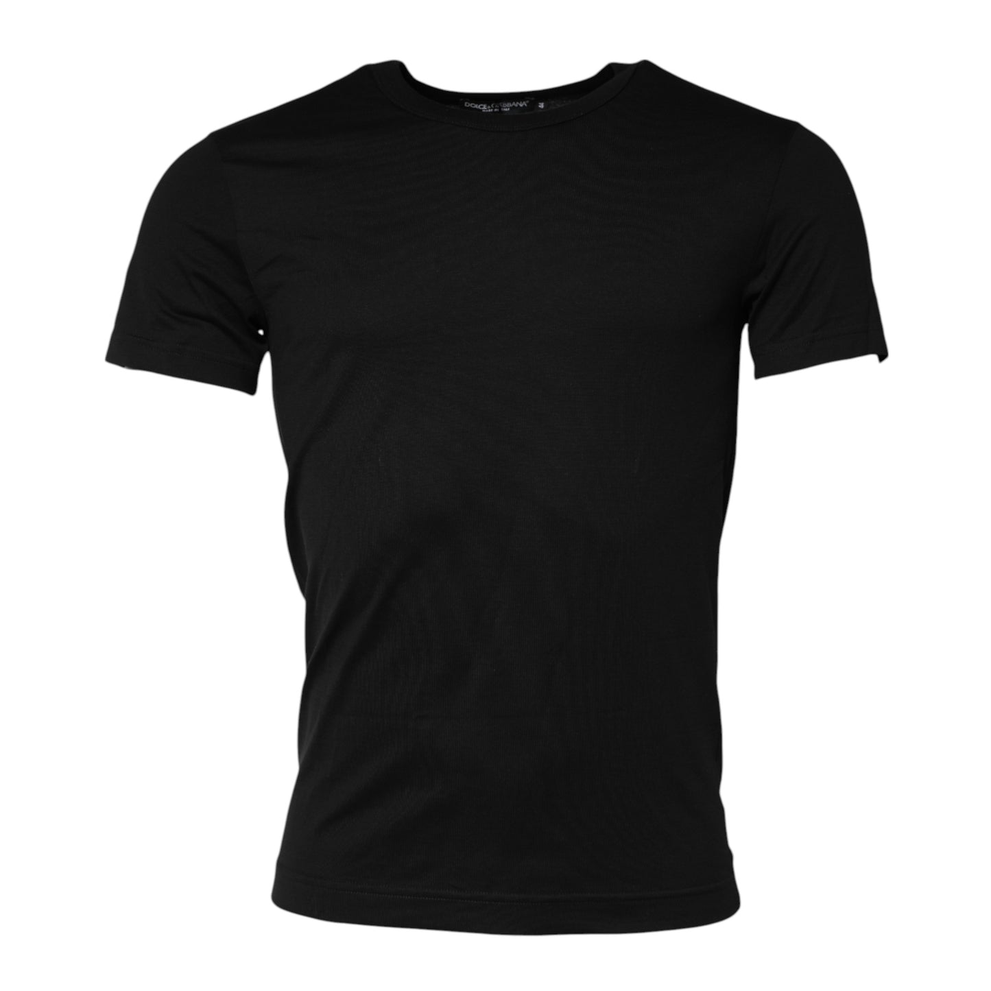 Black Cotton Crewneck Short Sleeves T-shirt