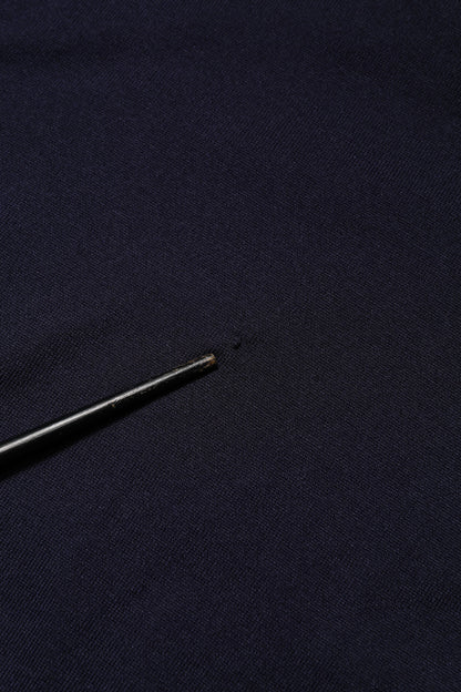 Dark Blue Silk Crew Neck Short Sleeves T-shirt