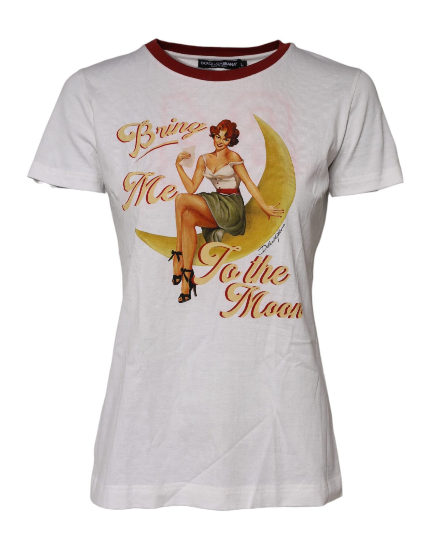 White Bring Me To The Moon Pin Up T-shirt Top