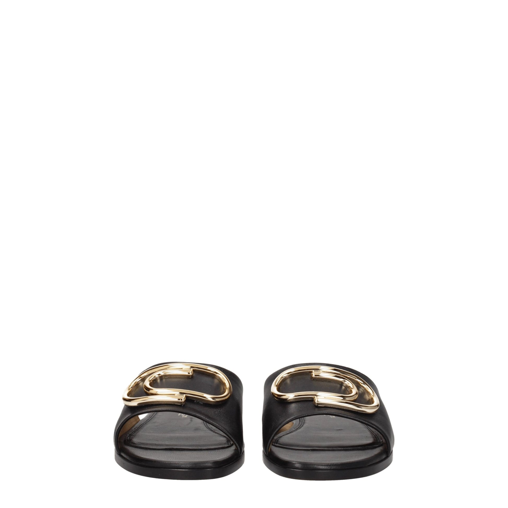 Black Leather Slippers