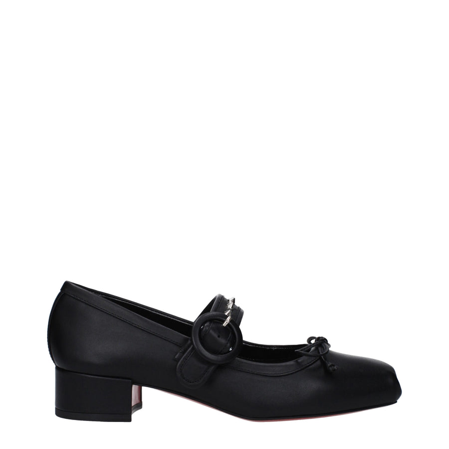 Black Leather Ballet Flats