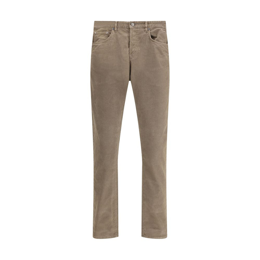Beige Cotton Casual Pants