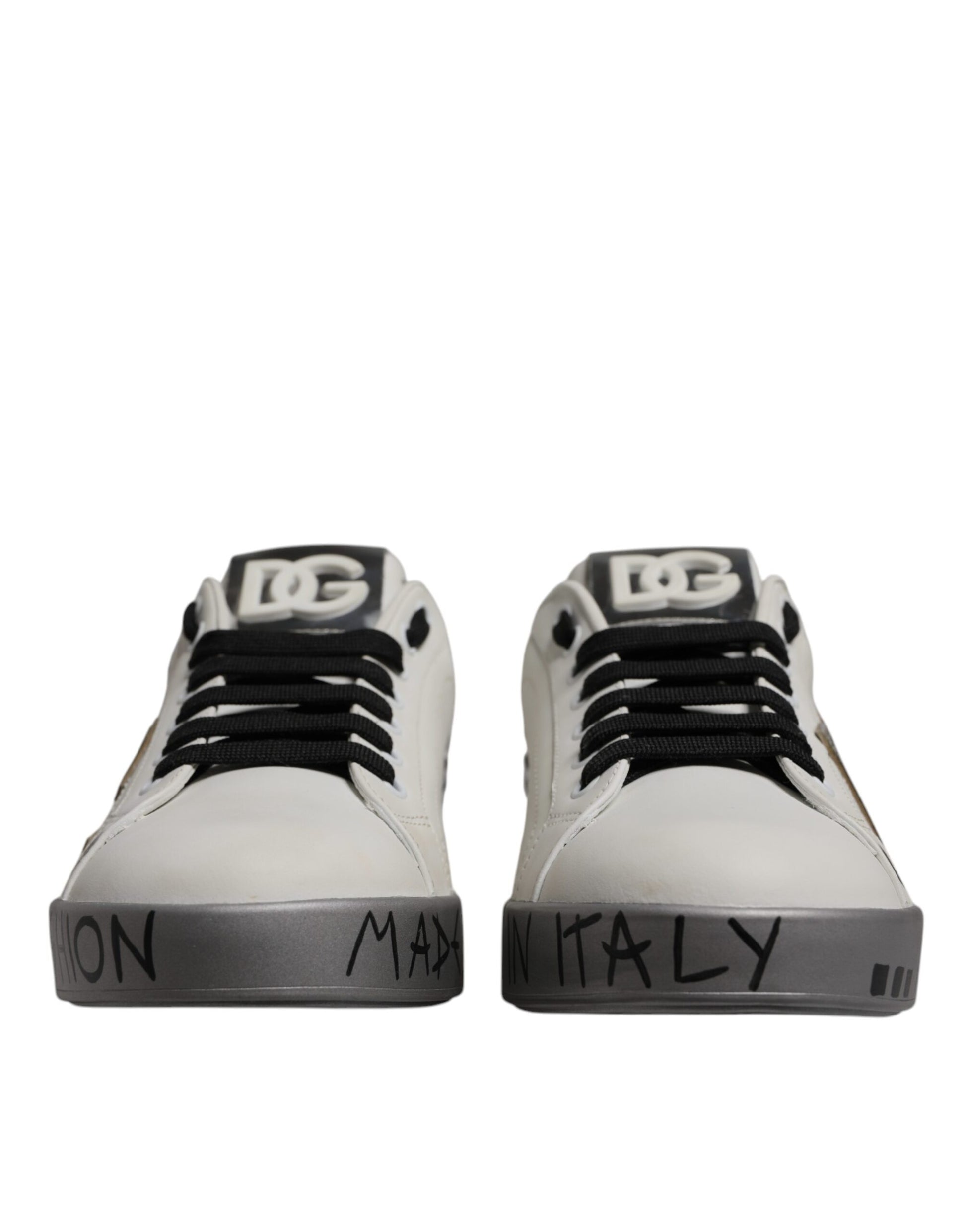 White Crystal Logo Portofino Sneakers Shoes