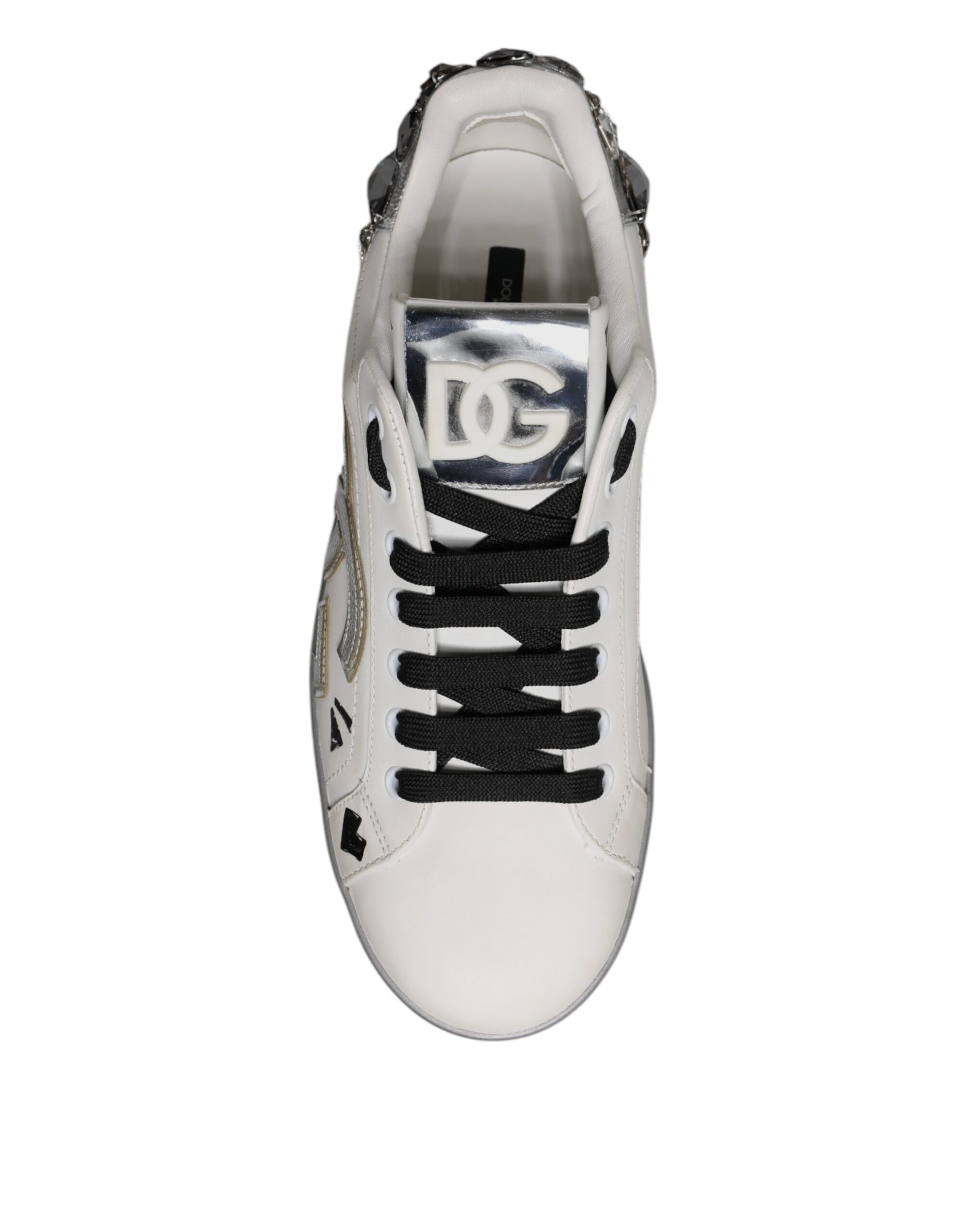 White Crystal Logo Portofino Sneakers Shoes