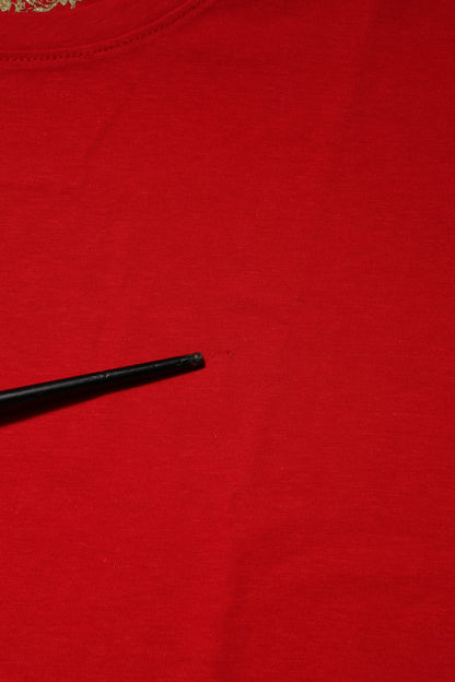 Red Crew Neck Short Sleeves Top T-shirt