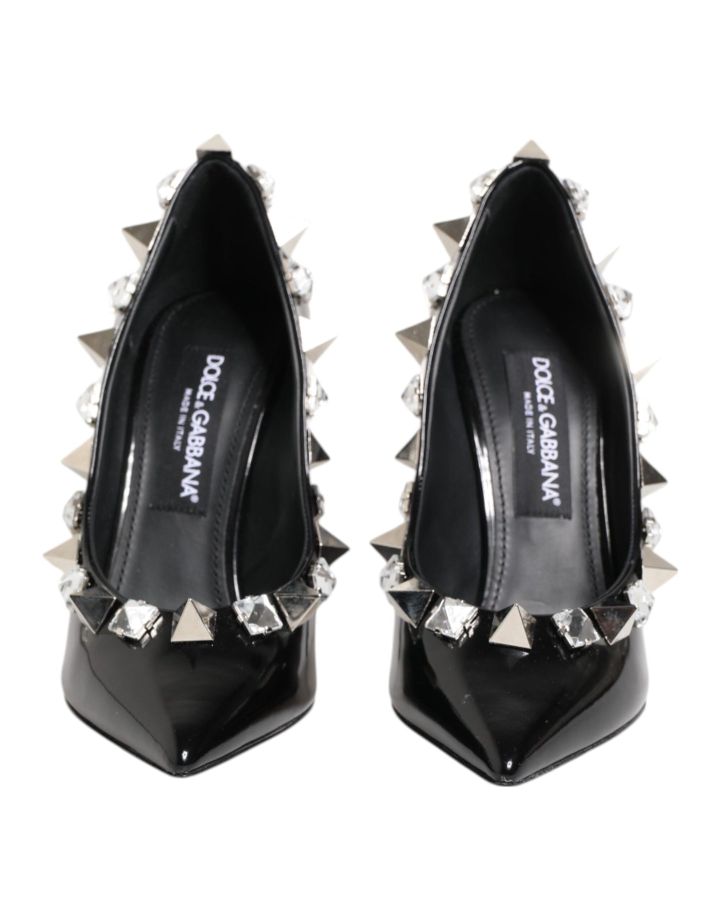 Black Crystals Studs Stiletto Pumps Shoes