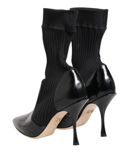 Black Stretch Stilettos Booties Socks Shoes