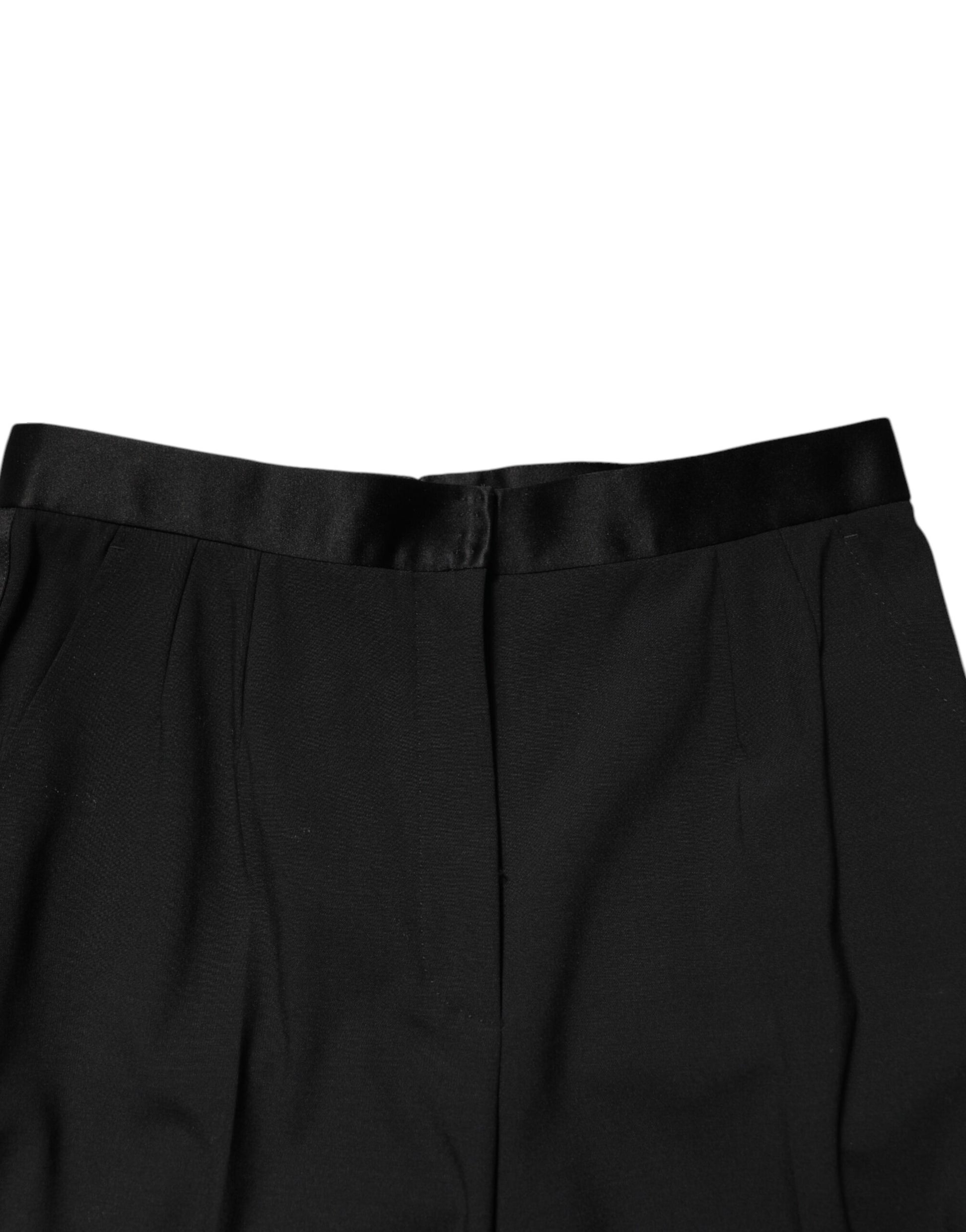 Black Wool HighWaist Tapered Trouser Pants