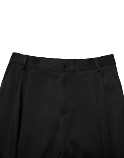 Black Acetate HighWaist Tapered Trouser Pants