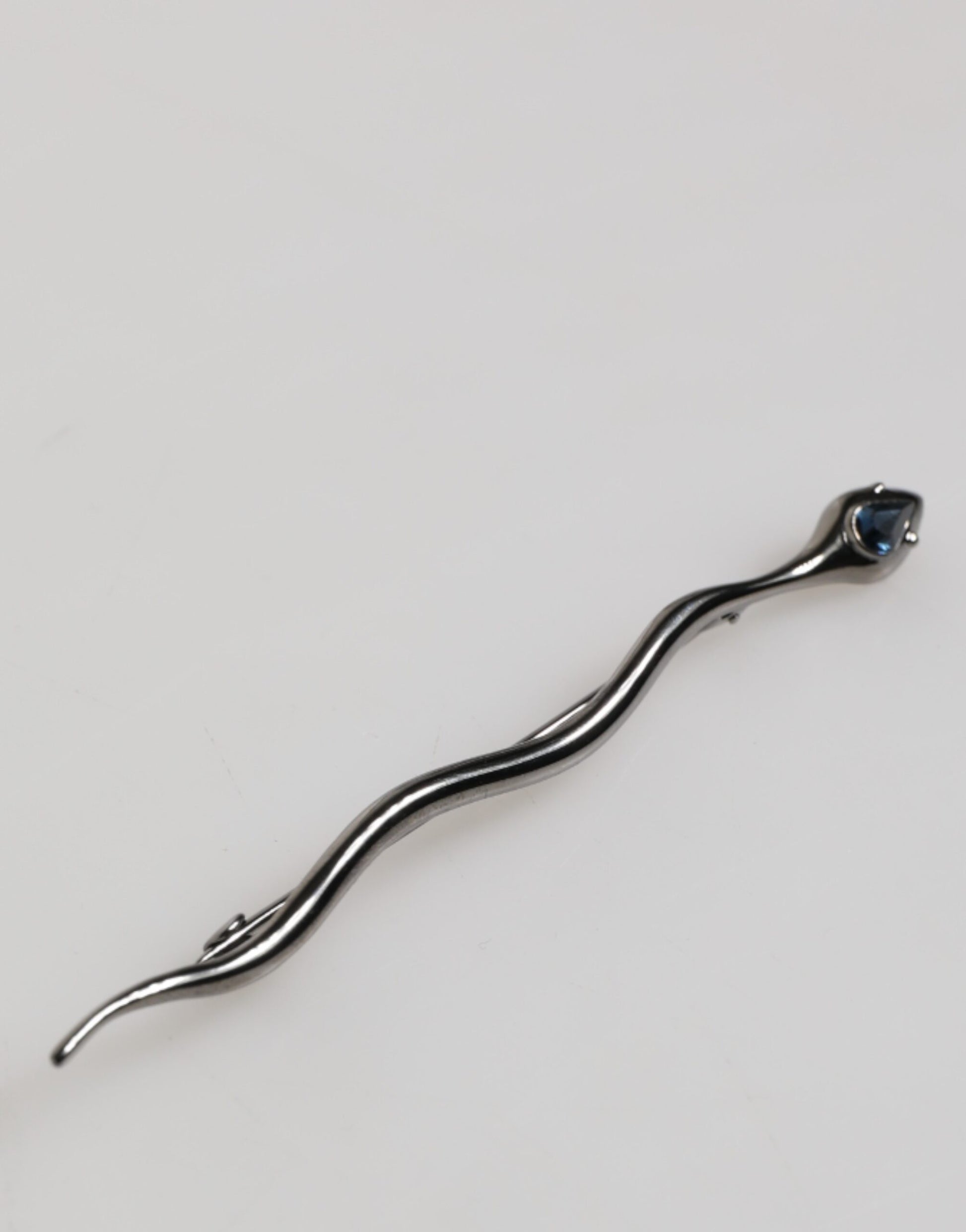 Black Brass Crystal Spilla Serpente Mens Brooch Pin